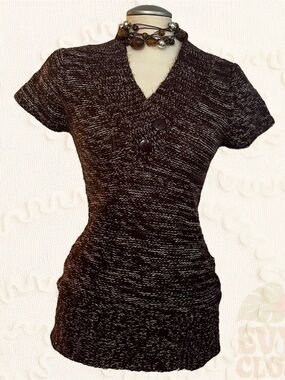 Y2K Brown Knit Tunic Candy Couture Womens Small 2000s